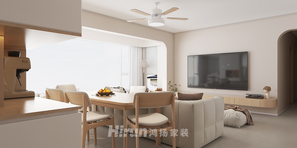 中糧鴻云130㎡北歐之光三居室 裝修案例效果圖-1