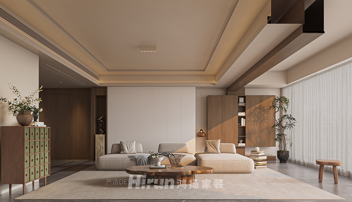 時代汀蘭190㎡意境東方四居室 裝修案例效果圖-3