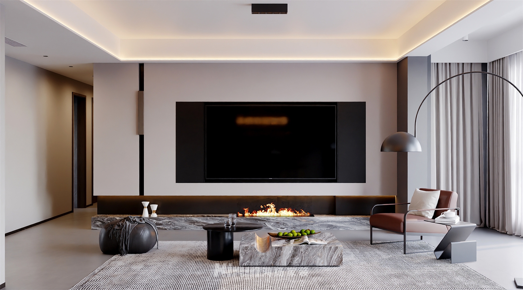 綠地香樹花城130㎡雅致現(xiàn)代四居室 裝修案例效果圖-1