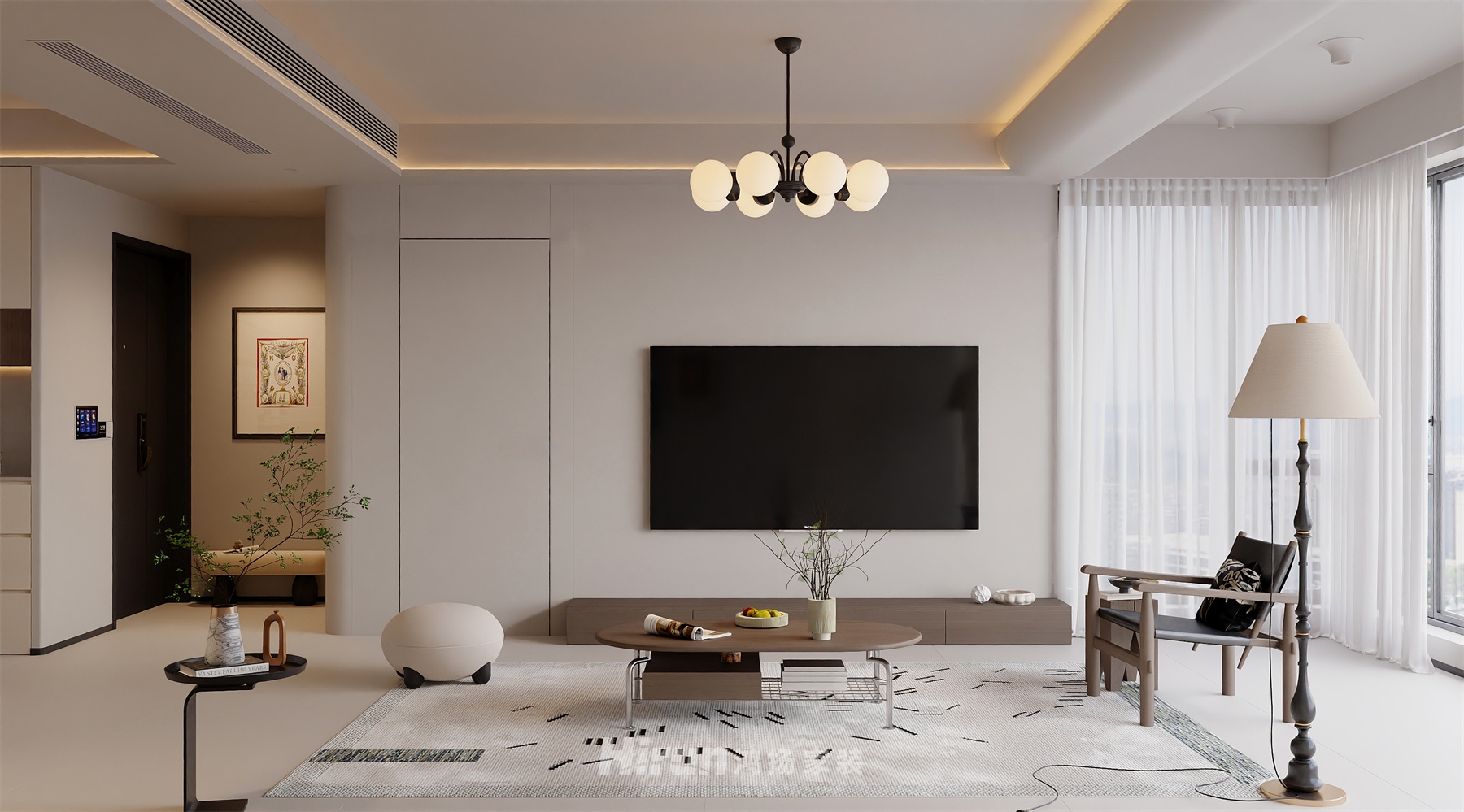 湘江天地130㎡優雅繽紛四居室 裝修案例效果圖-4