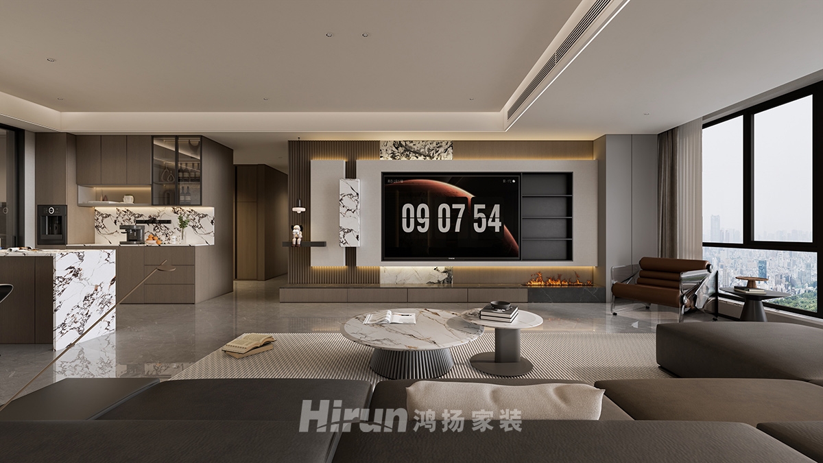 旭輝鉑悅湘江220㎡新裝飾主義大平層 裝修案例效果圖-2