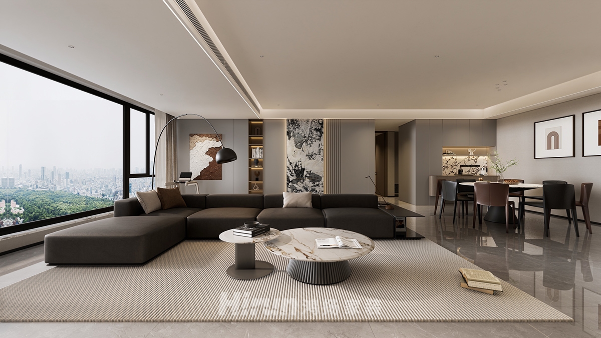 旭輝鉑悅湘江220㎡新裝飾主義大平層 裝修案例效果圖-1