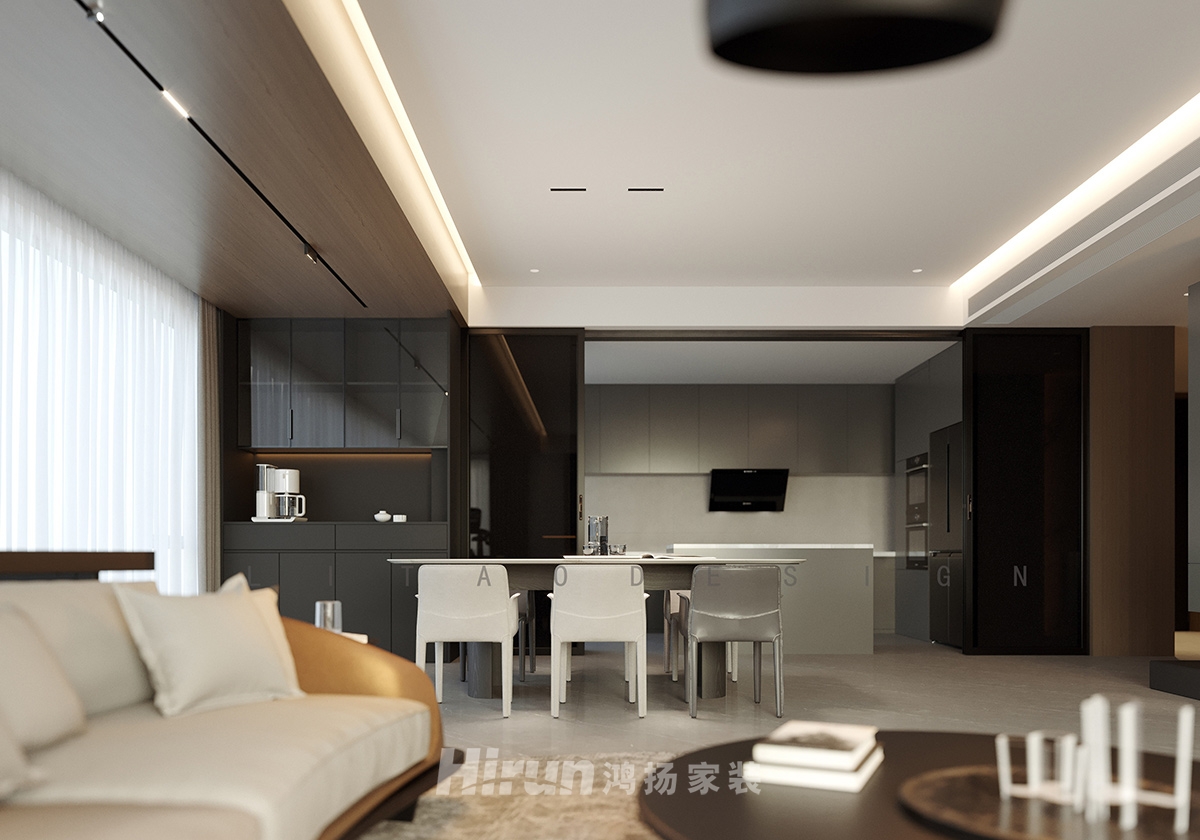 萬科松湖天地189㎡雅致現(xiàn)代四居室 裝修案例效果圖-3