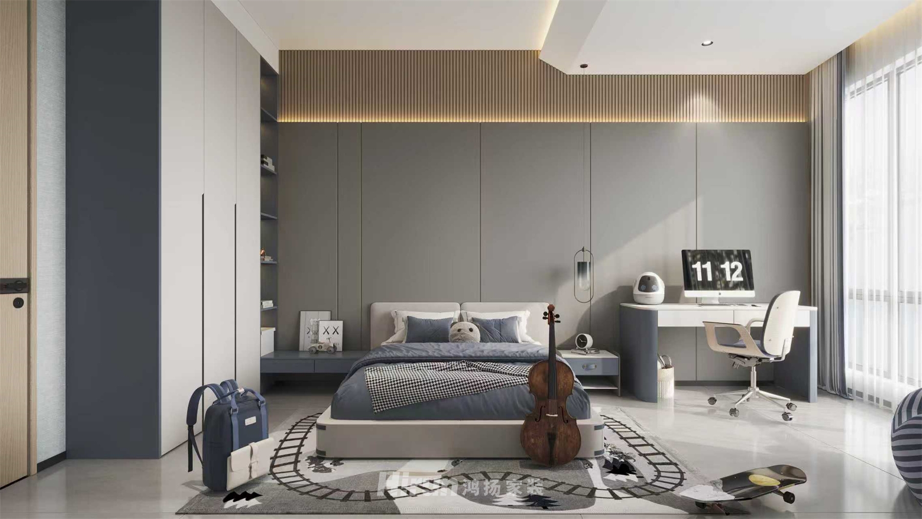 梅溪湖紫闕臺(tái)298㎡雅致現(xiàn)代大平層 裝修案例效果圖-5