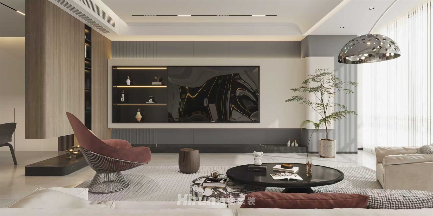 梅溪湖紫闕臺(tái)298㎡雅致現(xiàn)代大平層 裝修案例效果圖-2