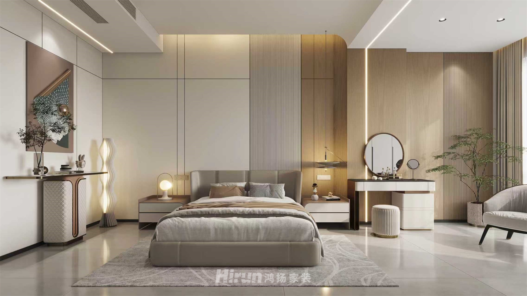 梅溪湖紫闕臺(tái)298㎡雅致現(xiàn)代大平層 裝修案例效果圖-4