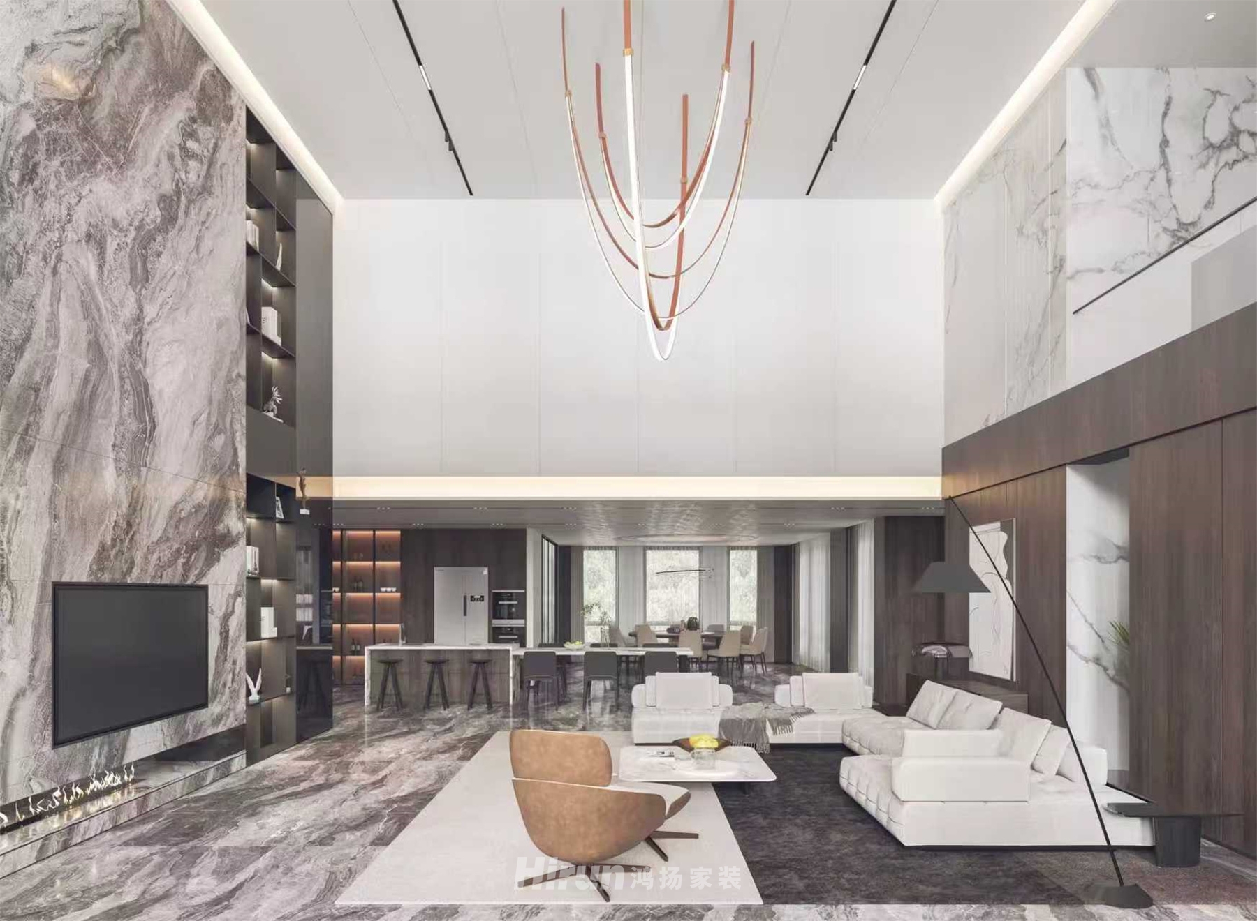 長沙總部基地1200㎡新裝飾主義別墅 裝修案例效果圖-13