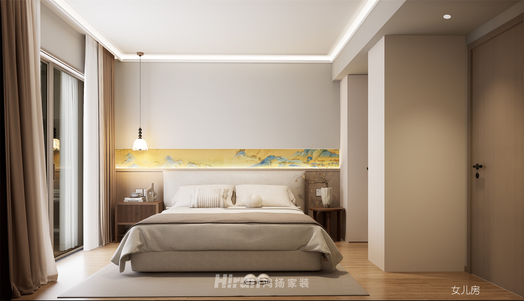 吾悅廣場166㎡意境東方復式 裝修案例效果圖-6