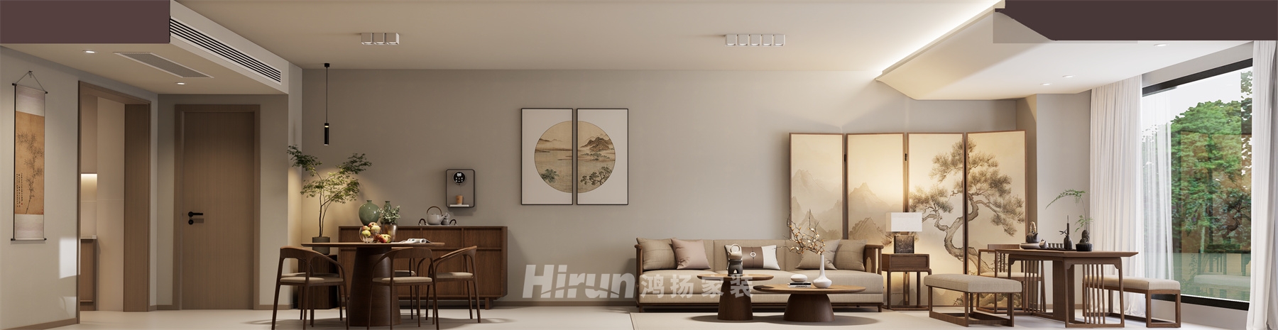 吾悅廣場166㎡意境東方復式 裝修案例效果圖-1