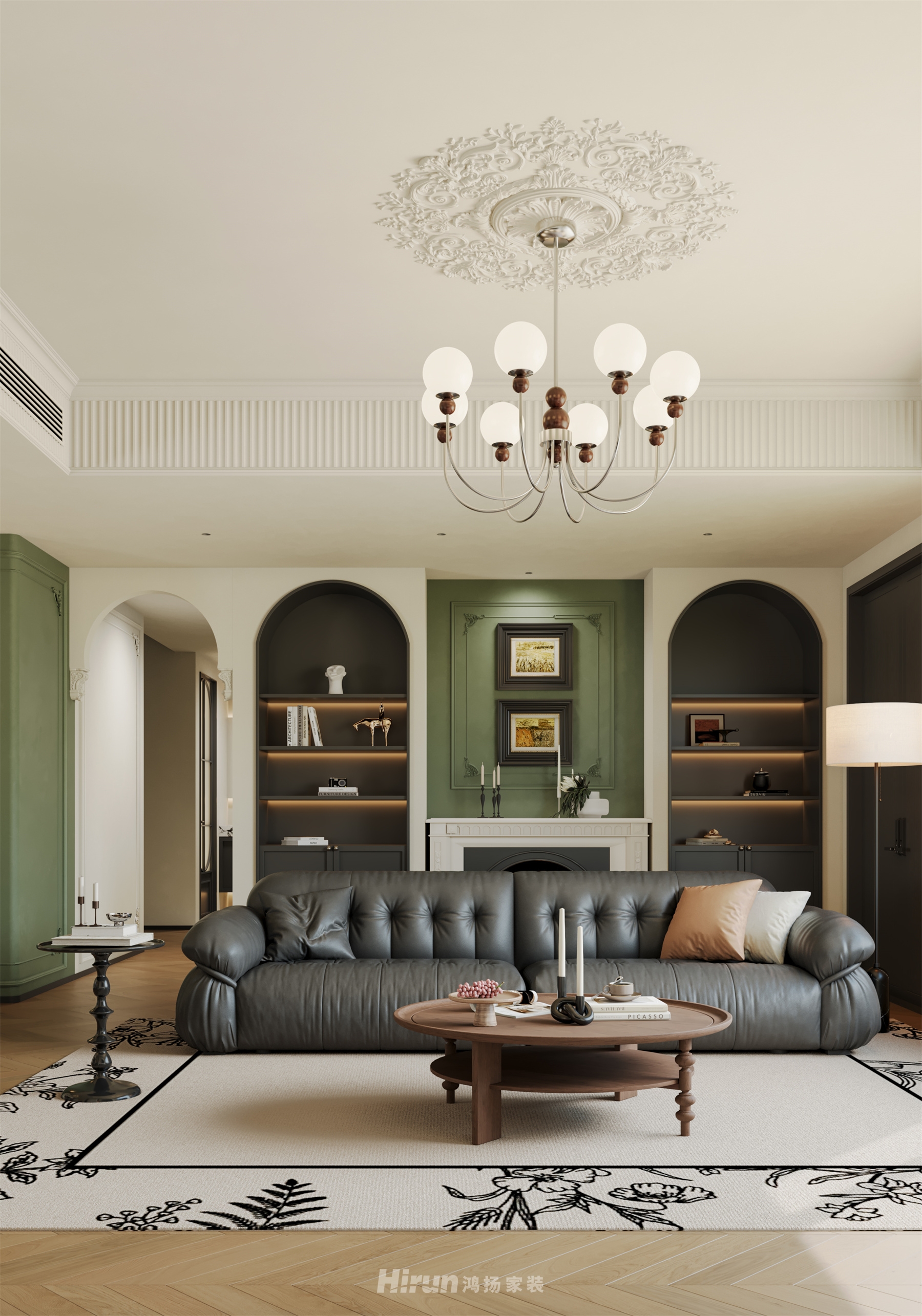  御湖印192㎡復古風潮復式 裝修案例效果圖-5