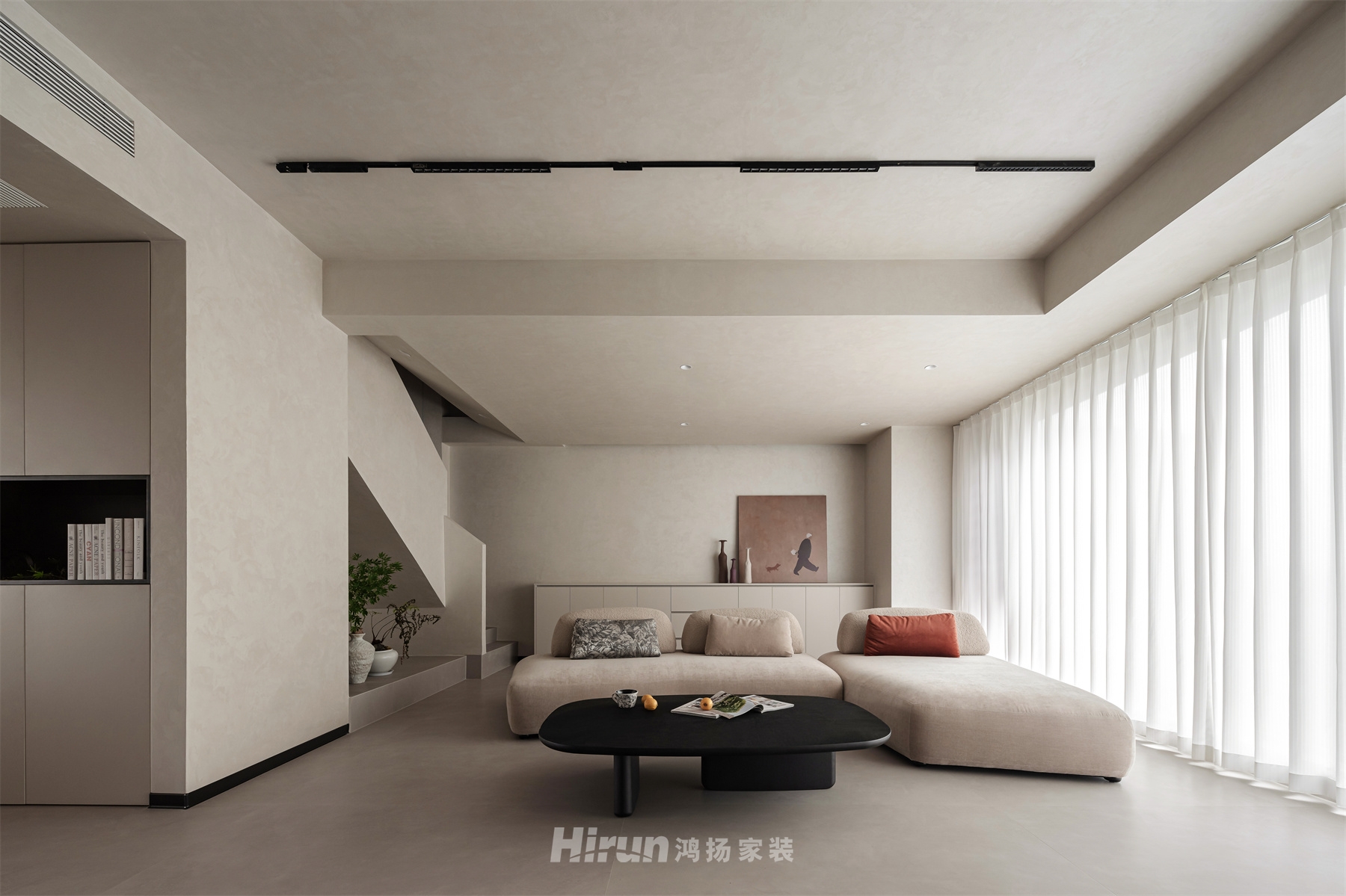 翰林府135㎡極簡侘寂三居室 裝修案例實景圖-1