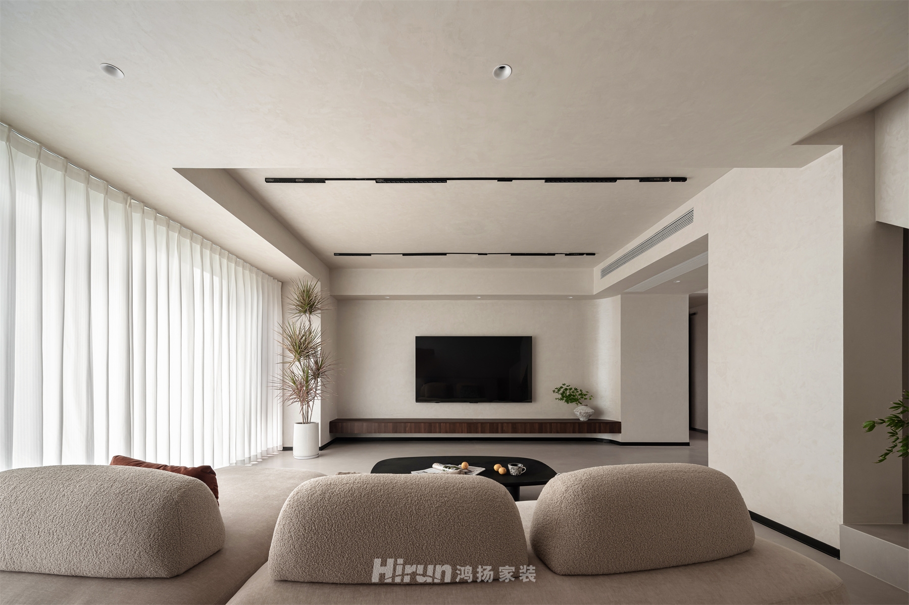 翰林府135㎡極簡侘寂三居室 裝修案例實景圖-4