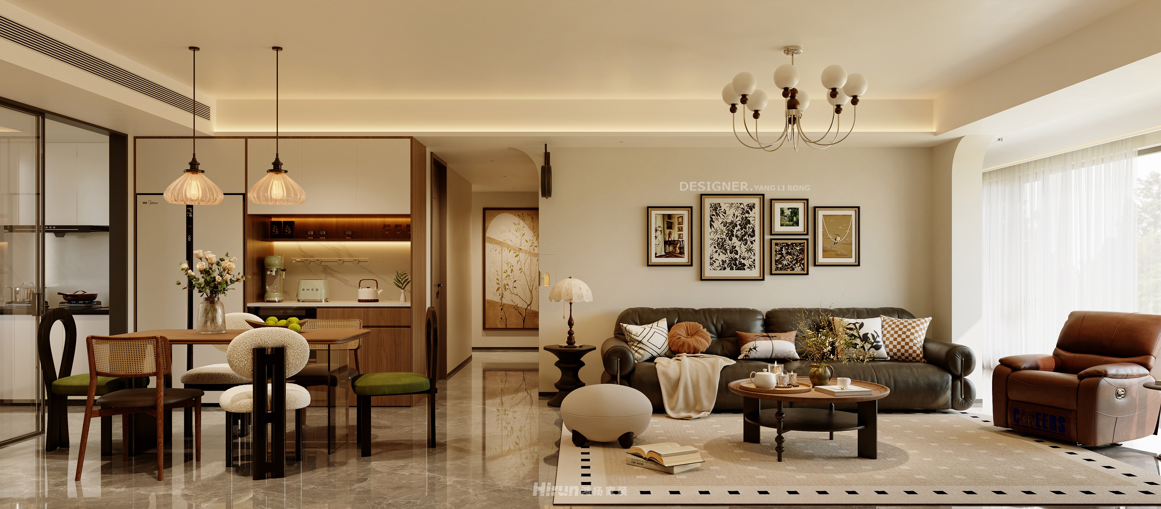 璞悅灣160㎡復古風潮四居室 裝修案例效果圖-5