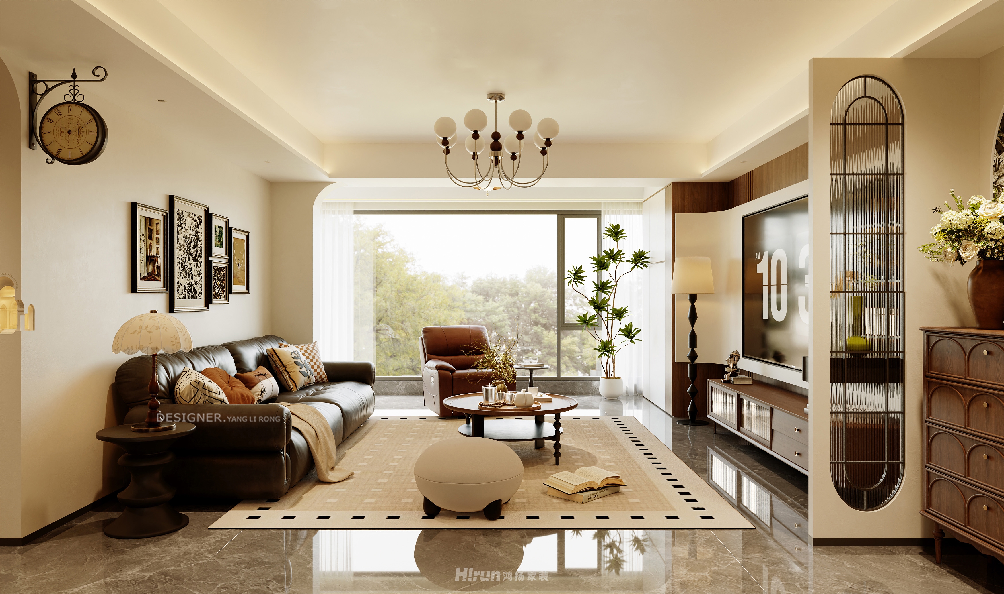 璞悅灣160㎡復古風潮四居室 裝修案例效果圖-6