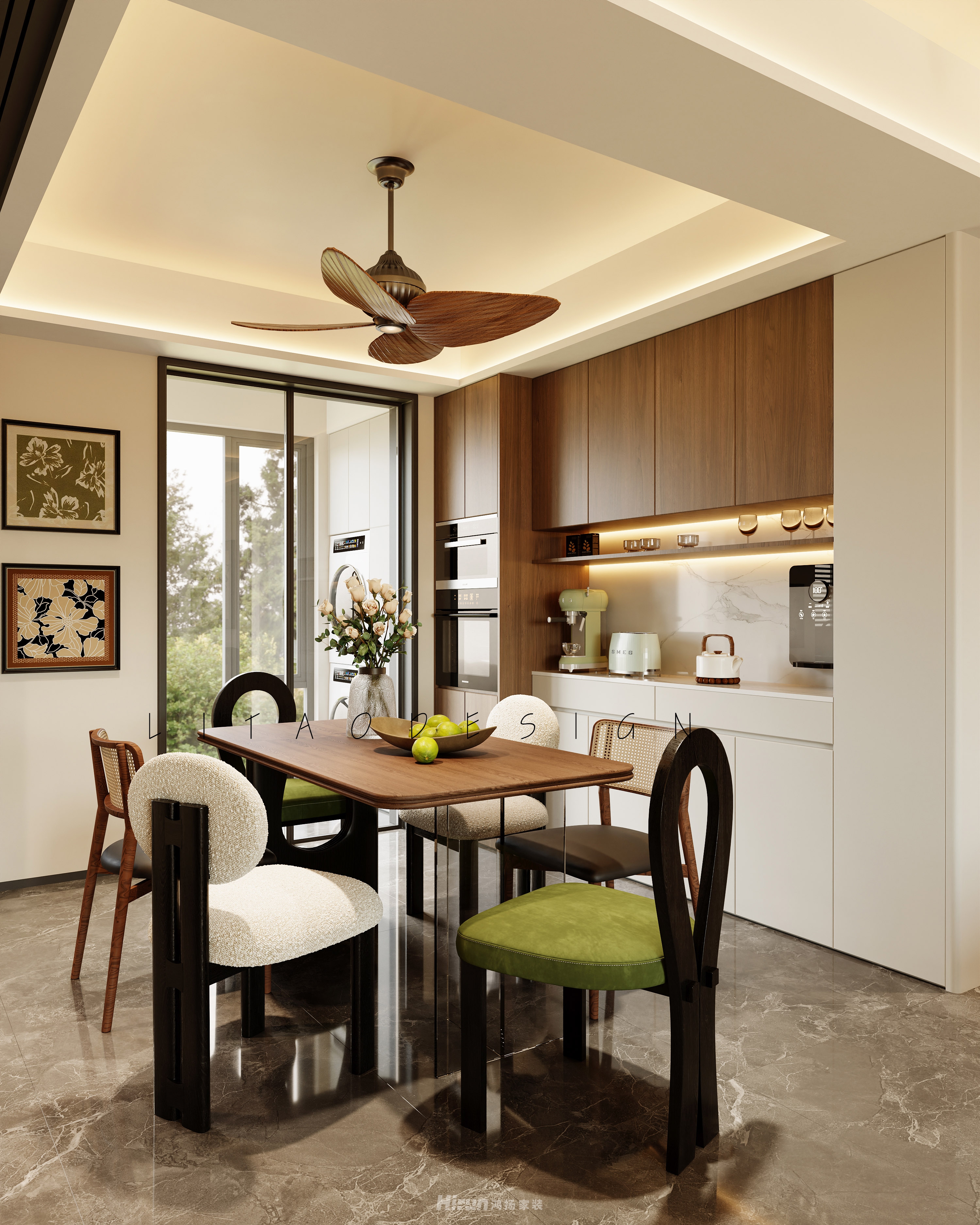 美的云璟136㎡復(fù)古風(fēng)潮四居室 裝修案例效果圖-4