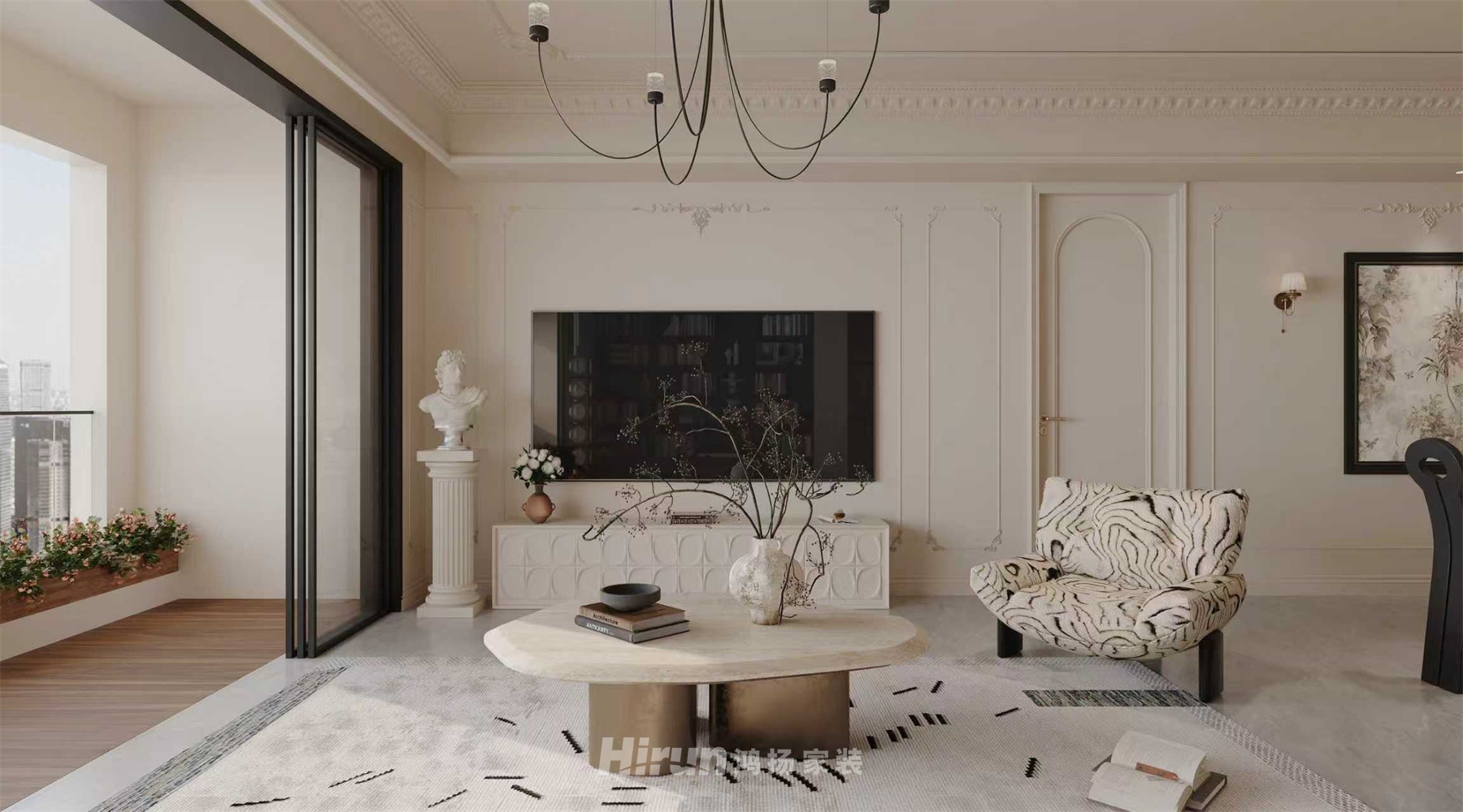 璞悅灣170㎡歐美香頌四居室 裝修案例效果圖-1