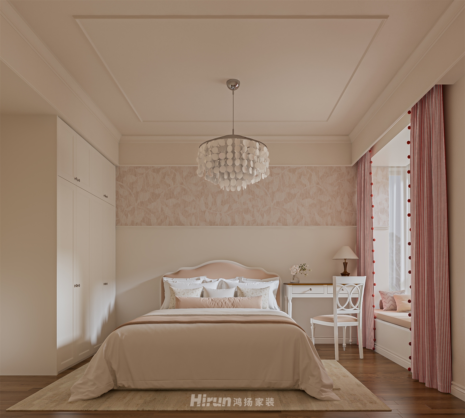 藏瓏湖上國際花園140㎡歐式田園四居室 裝修案例效果圖-4