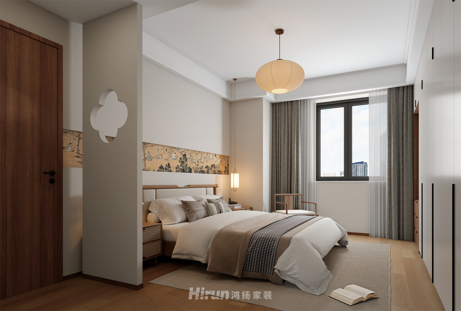 森林公園130㎡復合寫意四居室 裝修案例效果圖-2