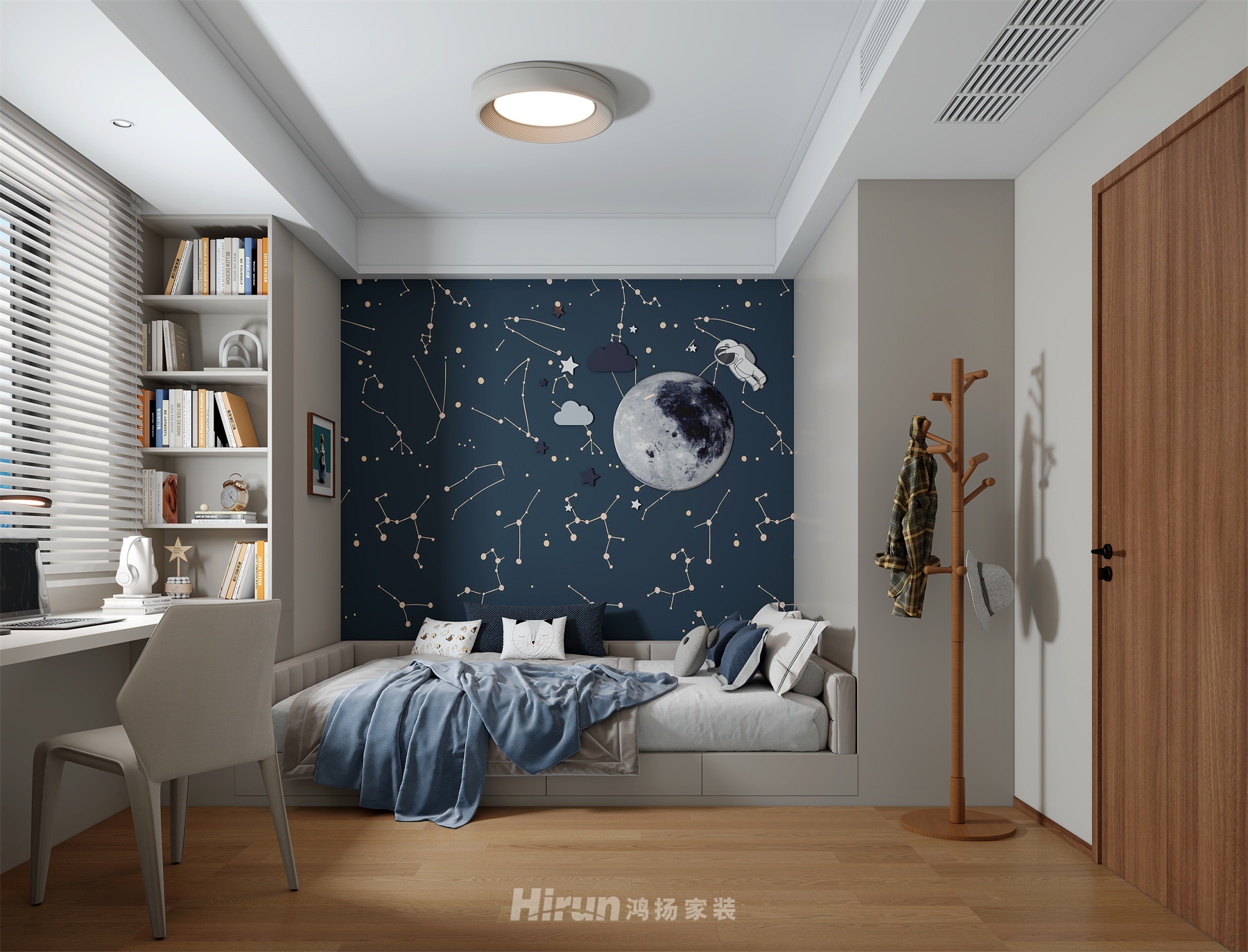 森林公園130㎡復合寫意四居室 裝修案例效果圖-5