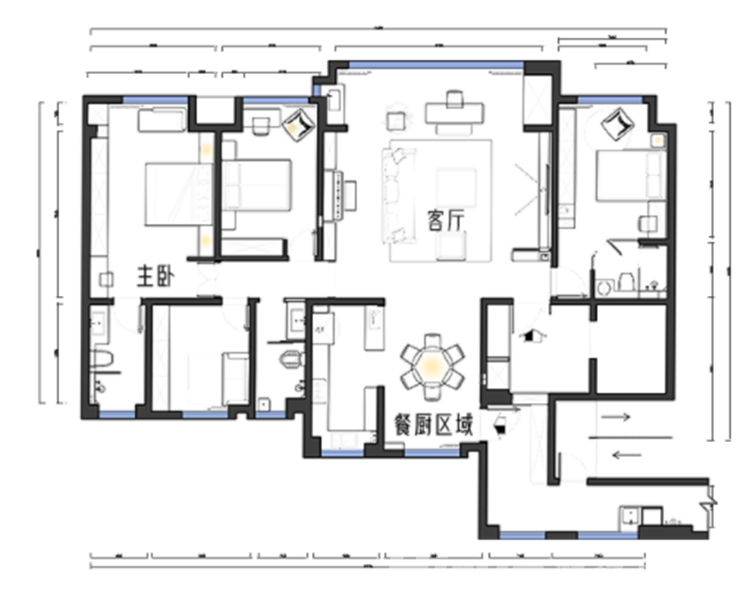 長沙裝修公司哪家好？鴻揚家裝190㎡雅致灰調(diào)，冷酷黑+溫潤木配色效果圖