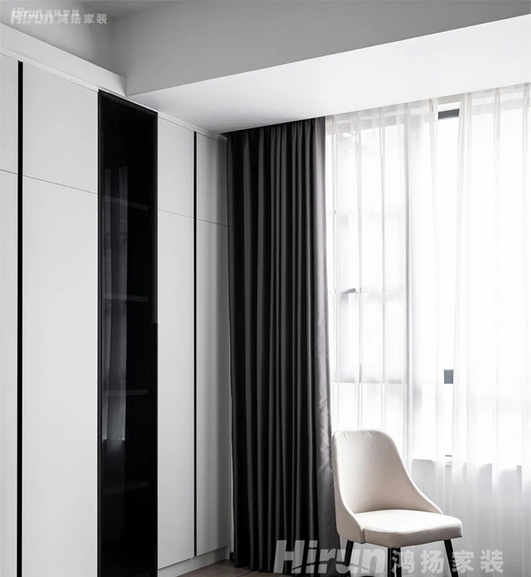 長沙裝修公司哪家好？鴻揚家裝190㎡雅致灰調(diào)，冷酷黑+溫潤木配色效果圖