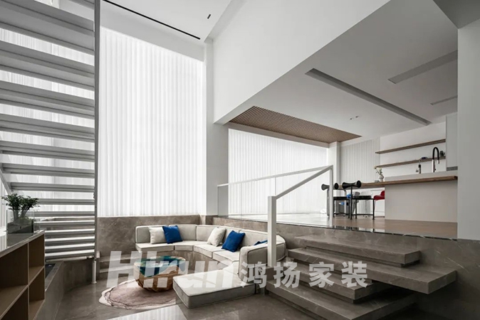 300㎡純白復式：下沉會客廳，品茗暢談，享歲月靜好